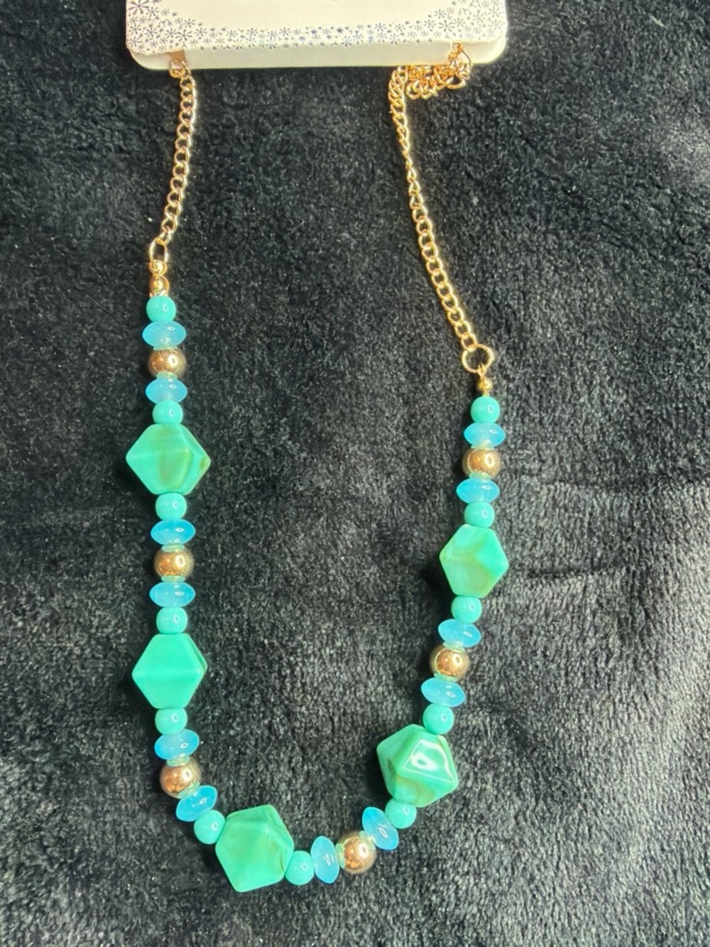 Western mint Gold Chain Turquoise Beaded Women's Necklace